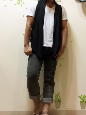 「HARE（ハレ）のアイテム（ベスト）」を使った、mar-☆さん（メンズ・172cm）の夏コーディネート