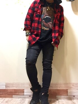 「Bershka（ベルシュカ）のアイテム（シャツ/ブラウス）」を使った、mar-☆さん（メンズ・170cm）の秋コーディネート