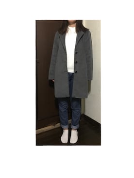 「白ニットコーデ」｜MANAさん（レディース・156cm）の冬コーディネート