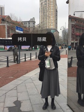 「PULL&BEAR（プルアンドベア）のアイテム（ライダースジャケット）」を使った、Vanessaさん（レディース・166cm）の春コーディネート