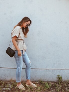 「Levi's（リーバイス）の501(R) SKINNY SMA（デニムパンツ）」を使った、h2-hitomiさん（レディース・164cm）の夏コーディネート