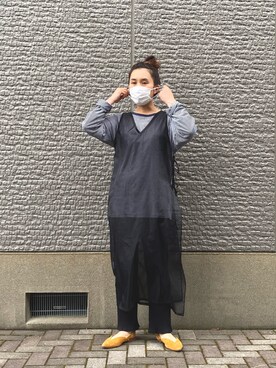 「UNUSED」｜「アイテム（ワンピース/ドレス）」を使った、おぎむさん（レディース・158cm）の春コーディネート