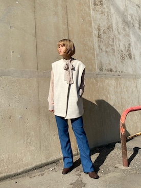「Wrangler」｜「アイテム（その他アウター）」を使った、おぎむさん（レディース・158cm）の冬コーディネート