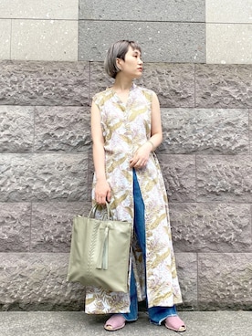 「ear PAPILLONNER（イアパピヨネ）のアイテム（リング）」を使った、おぎむさん（レディース・158cm）の夏コーディネート