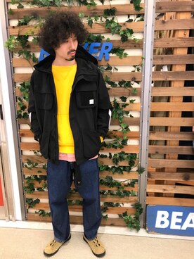「スエット」｜「アイテム（マウンテンパーカー）」を使った、OGAWAさん（メンズ・175cm）の冬コーディネート