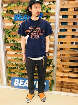 「Ambiente（アンビエンテ）のアイテム」を使った、OGAWAさん（メンズ・175cm）の春コーディネート