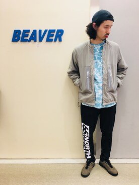「and wander（アンドワンダー）のアイテム（ブルゾン）」を使った、OGAWAさん（メンズ・175cm）の秋コーディネート