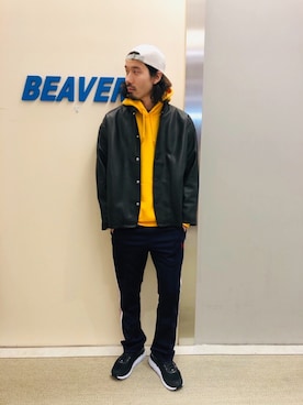 「AlexanderLeeChang（アレキサンダーリーチャン）のアイテム（キャップ）」を使った、OGAWAさん（メンズ・175cm）の冬コーディネート