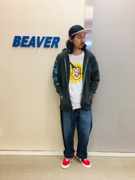 「SUB POP（サブポップ）のアイテム（トップス）」を使った、OGAWAさん（メンズ・175cm）の春コーディネート