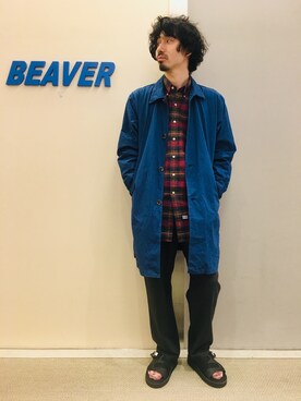 「MANASTASH」｜「アイテム（ステンカラーコート）」を使った、OGAWAさん（メンズ・175cm）の春コーディネート