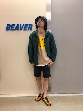 「MANASTASH（マナスタッシュ）のアイテム（マウンテンパーカー）」を使った、OGAWAさん（メンズ・175cm）の夏コーディネート