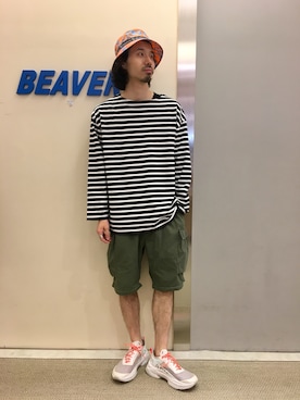 「WILD THINGS（ワイルドシングス）のアイテム（帽子）」を使った、OGAWAさん（メンズ・175cm）の夏コーディネート