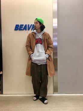 「MANASTASH（マナスタッシュ）のアイテム（ステンカラーコート）」を使った、OGAWAさん（メンズ・175cm）の秋コーディネート
