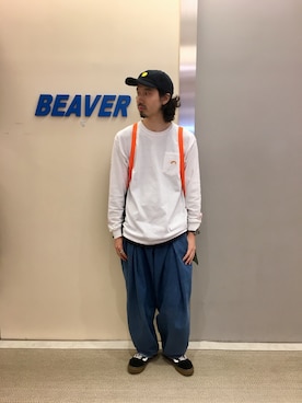 「ノーカラーシャツ」｜「アイテム（ブルゾン）」を使った、OGAWAさん（メンズ・175cm）の秋コーディネート