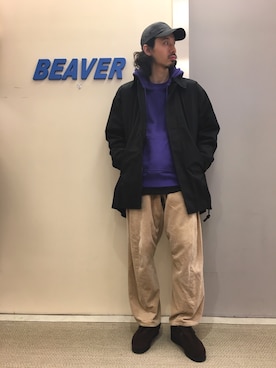 「MANASTASH（マナスタッシュ）のアイテム（パーカー）」を使った、OGAWAさん（メンズ・175cm）の秋コーディネート
