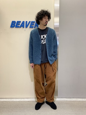 「MANASTASH（マナスタッシュ）のアイテム（カーディガン/ボレロ）」を使った、OGAWAさん（メンズ・175cm）の冬コーディネート