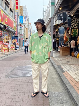 「WILD THINGS（ワイルドシングス）のアイテム（帽子）」を使った、OGAWAさん（メンズ・175cm）の夏コーディネート