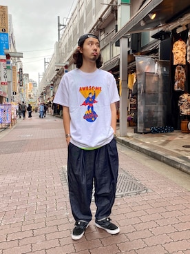 「FUNG（ファング）のアイテム（トップス）」を使った、OGAWAさん（メンズ・175cm）の夏コーディネート