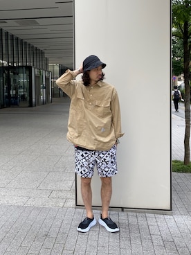 「and wander（アンドワンダー）のアイテム（トップス）」を使った、OGAWAさん（メンズ・175cm）の夏コーディネート