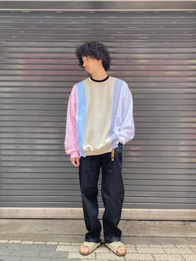 「スエット」｜「アイテム（サンダル）」を使った、OGAWAさん（メンズ・175cm）の夏コーディネート