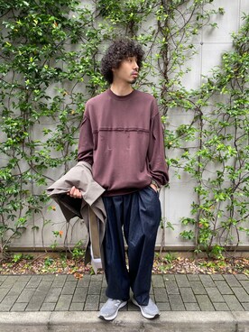 「スエット」｜「アイテム（ピーコート）」を使った、OGAWAさん（メンズ・175cm）の秋コーディネート