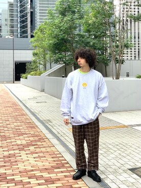 「スエット」｜「アイテム（その他シューズ）」を使った、OGAWAさん（メンズ・175cm）の秋コーディネート