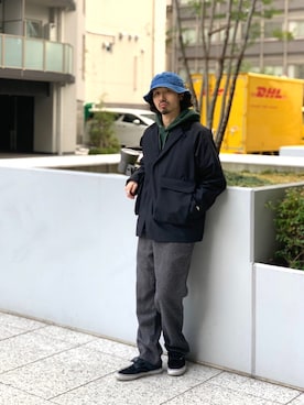 「COBRA CAPS（コブラキャップス）のアイテム（帽子）」を使った、OGAWAさん（メンズ・175cm）の冬コーディネート