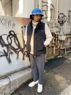 「COBRA CAPS（コブラキャップス）のアイテム（帽子）」を使った、OGAWAさん（メンズ・175cm）の冬コーディネート