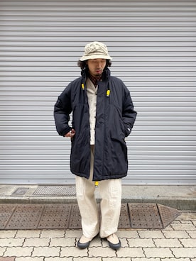 「COBRA CAPS（コブラキャップス）のアイテム（帽子）」を使った、OGAWAさん（メンズ・175cm）の冬コーディネート