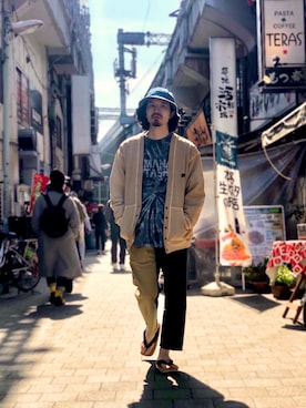 「MANASTASH（マナスタッシュ）のアイテム（チノパンツ）」を使った、OGAWAさん（メンズ・175cm）の春コーディネート