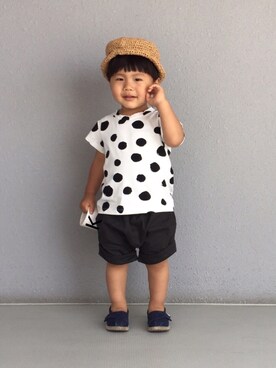 「TOMS（トムス）のアイテム（シューズ）」を使った、kanatoさん（キッズ・80cm）の春コーディネート