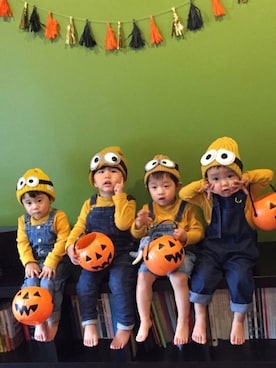 「wearhalloween2017」｜「アイテム（サロペット/オーバーオール）」を使った、kanatoさん（キッズ・90cm）の秋コーディネート