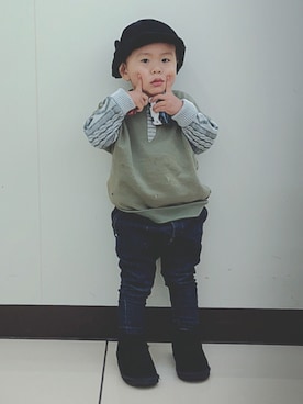 「GWZ（ジーウィズ）のアイテム」を使った、kanatoさん（キッズ・90cm）の冬コーディネート