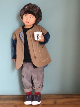 「2歳5ヶ月」｜「アイテム（ジャケット/アウター）」を使った、kanatoさん（キッズ・90cm）の冬コーディネート