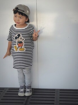 「ミッキー」｜kanatoさん（キッズ・90cm）の夏コーディネート
