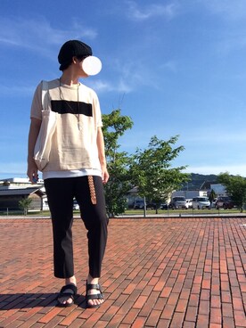 「トートバック」｜「アイテム（その他）」を使った、バイオさん（メンズ・182cm）の夏コーディネート