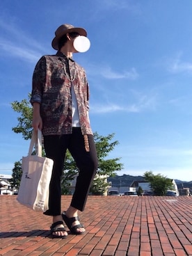 「トートバック」｜「アイテム（その他）」を使った、バイオさん（メンズ・182cm）の夏コーディネート