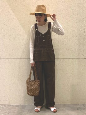 「ビーズバッグ」｜「アイテム（オールインワン・サロペット）」を使った、Nodokaさん（レディース・169cm）の春コーディネート