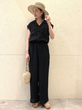 「おうちスタイル」｜「アイテム（オールインワン・サロペット）」を使った、Nodokaさん（レディース・169cm）の夏コーディネート