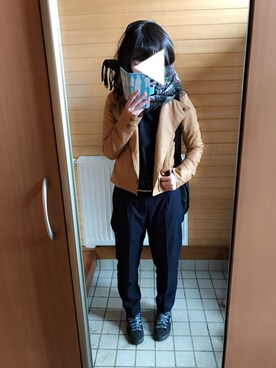 「MAJESTIC LEGON（マジェスティックレゴン）の☆衿付裏毛長袖プルオーバー（Tシャツ/カットソー、ブルー系）」を使った、たわしさん（レディース・153cm）の春コーディネート