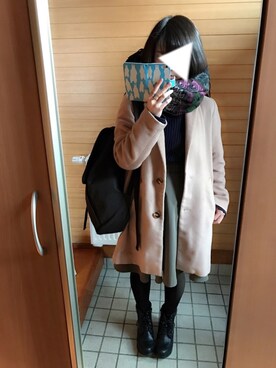 「archives（アルシーヴ）のアイテム（チェスターコート）」を使った、たわしさん（レディース・153cm）の冬コーディネート