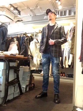 「g-stage（ジーステージ）のアイテム（テーラードジャケット）」を使った、Toshiyukiさん（メンズ・181cm）の春コーディネート