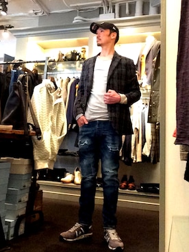 「g-stage（ジーステージ）のアイテム（テーラードジャケット）」を使った、Toshiyukiさん（メンズ・181cm）の春コーディネート