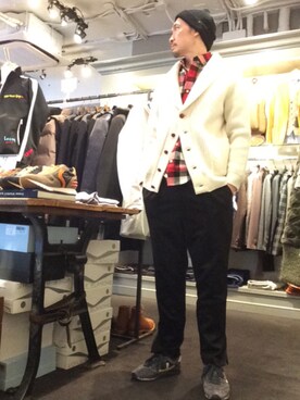 「CPH（シーピーエイチ）のアイテム（ニットキャップ/ビーニー）」を使った、Toshiyukiさん（メンズ・181cm）の秋コーディネート