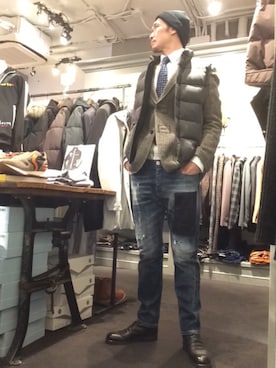 「CPH（シーピーエイチ）のアイテム（ニットキャップ/ビーニー）」を使った、Toshiyukiさん（メンズ・181cm）の秋コーディネート
