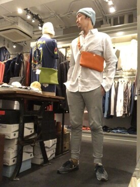 「CPH（シーピーエイチ）のアイテム（ニットキャップ/ビーニー）」を使った、Toshiyukiさん（メンズ・181cm）の春コーディネート