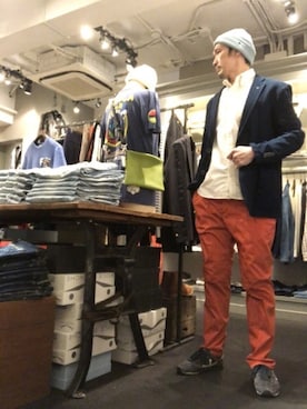 「CPH（シーピーエイチ）のアイテム（ニットキャップ/ビーニー）」を使った、Toshiyukiさん（メンズ・181cm）の春コーディネート