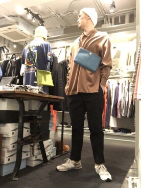 「CPH（シーピーエイチ）のアイテム（ニットキャップ/ビーニー）」を使った、Toshiyukiさん（メンズ・181cm）の春コーディネート