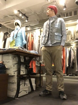 「CPH（シーピーエイチ）のアイテム（ニットキャップ/ビーニー）」を使った、Toshiyukiさん（メンズ・181cm）の春コーディネート