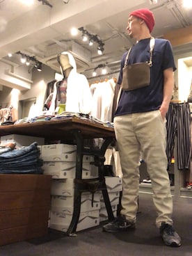 「CPH（シーピーエイチ）のアイテム（ニットキャップ/ビーニー）」を使った、Toshiyukiさん（メンズ・181cm）の春コーディネート